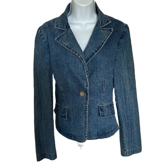 Feminine Denim Jean Jacket Blazer, Size Medium - Picture 1 of 4